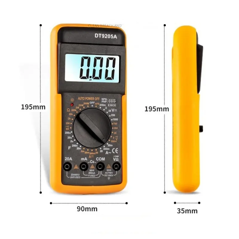 DT9205A Digital Multimeter Transistor Capacitor Meter Tester AC/DC Electrical NCV Test Meter Analog Auto Range multi meter