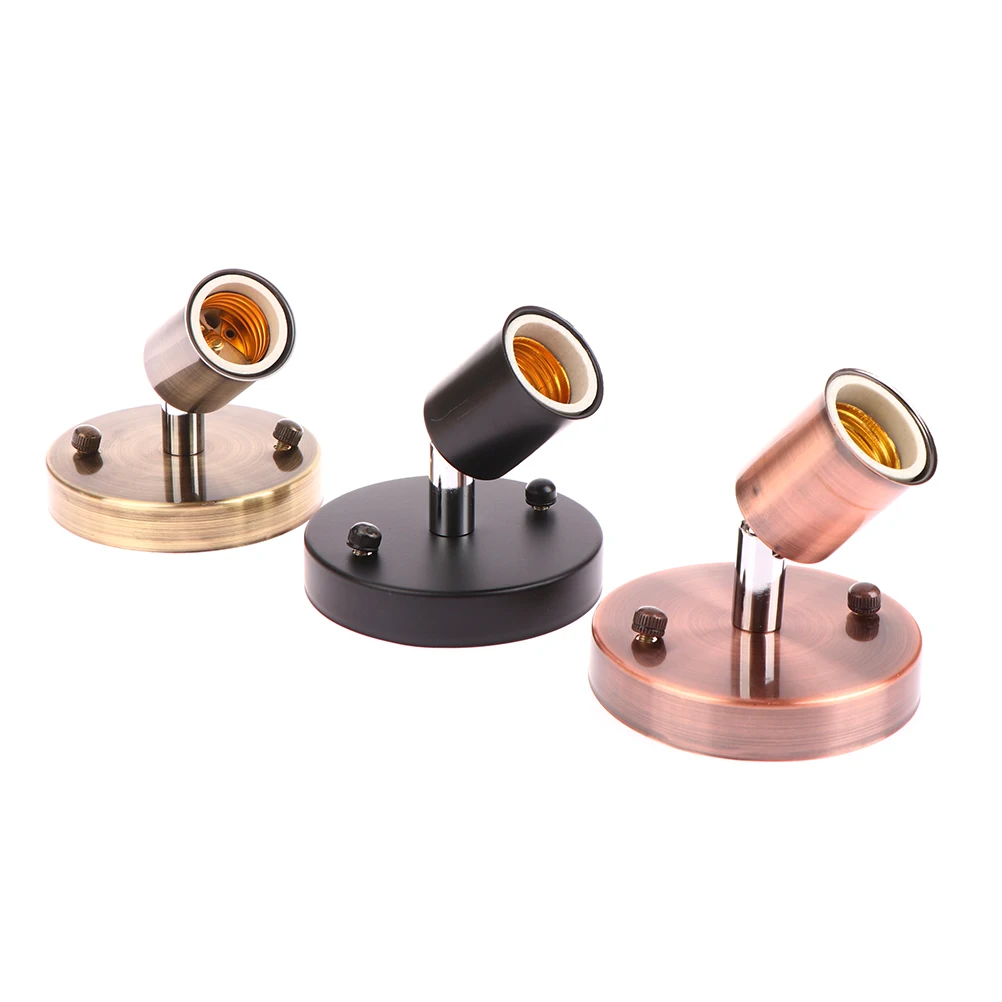 1pcs Black White Silver Bronze Lamp Base E27 Light Socket Antique Metal Lamp Socket Holder For E27 Edison Incandescent Lamp