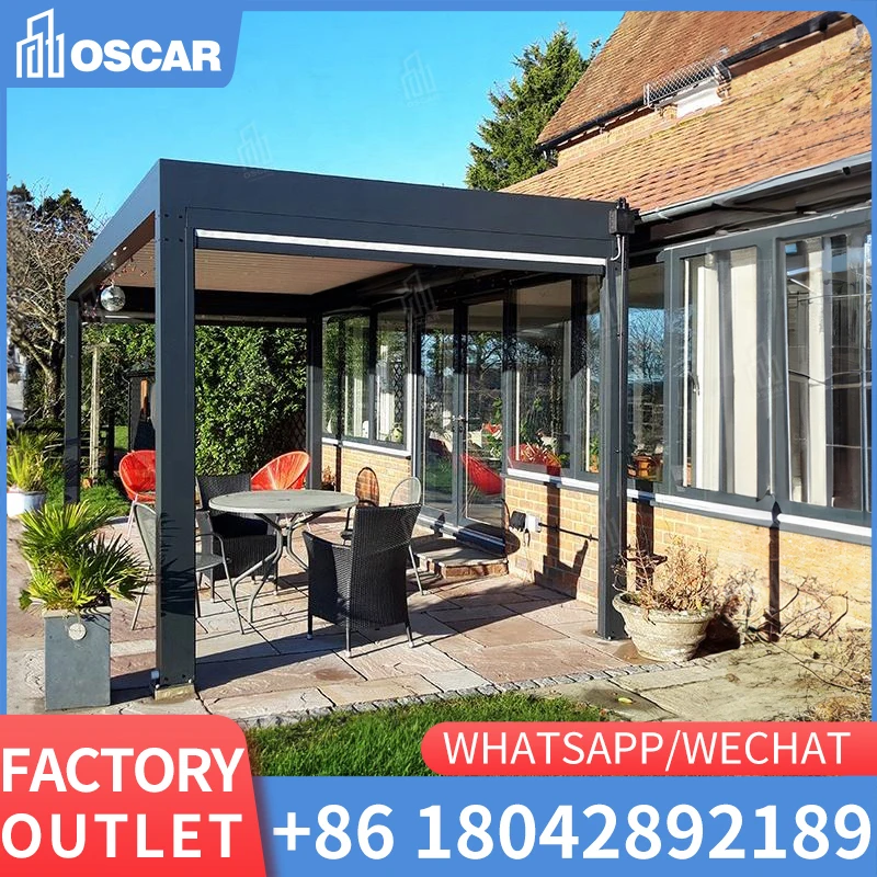 

Modern Automatic Gazebo Sunshade Awning Tent Furniture Outdoor Aluminum Alloy Garden Canopy Louvered Pergola