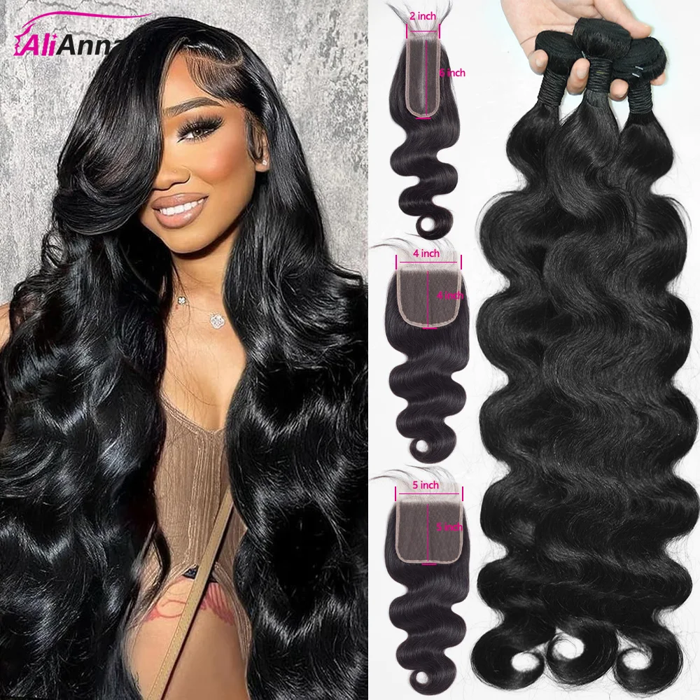 Body Wave Human Hair Bundles And Closure 2x6 HD Lace Closure Human Hair Bundles With 4x4 Closure Brazilian 5x5 HD Lace Closure