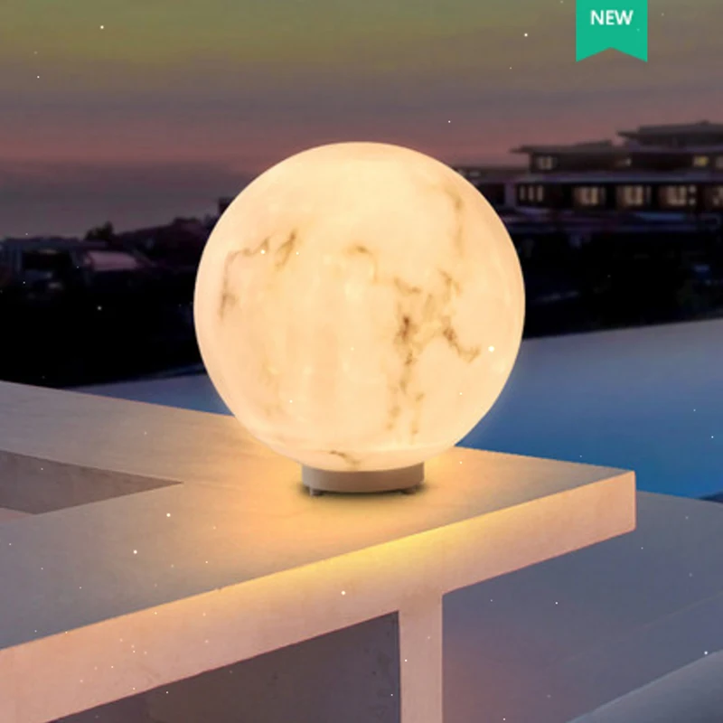 Villa Outdoor Wall Pillar Lamp Garden layout courtyard lamp similar marble spherical lamp landscape pillar lamp