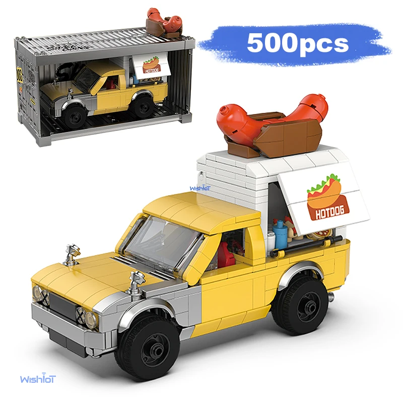 

PB8858 1:32 Грузовик для хот-догов Пикап для еды Строительный комплект с коробкой для дисплея Сборка игрушек Настольный дисплей Рождественские подарки