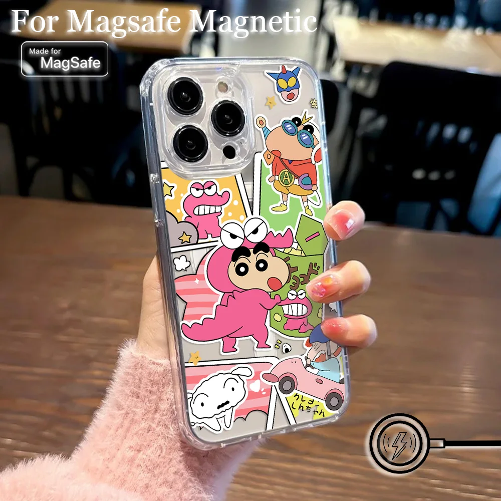 Anime Crayons Shin-Chans Magsafe Magnetische Handyhülle für iPhone 16 15 14 13 12 11 8 7 Plus Pro Max XR XSMax Soft Clear Tpu Cover – Detail 5