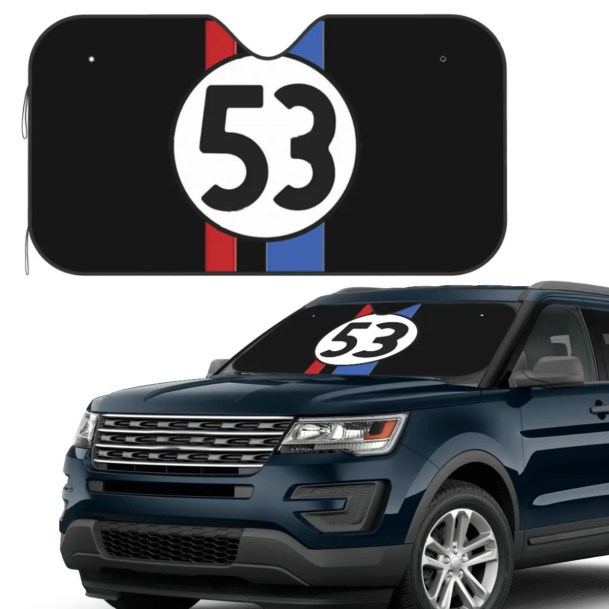 

Солнцезащитный козырек Herbie в полоску, лобовое стекло автомобиля, переднее лобовое стекло, солнцезащитный козырек, аксессуары, чехлы