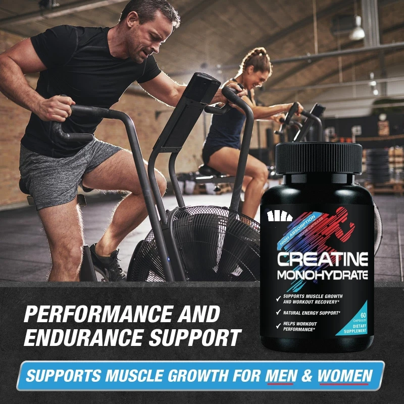 60 Capsules Creatine Monohydrate Supplement 2.5g Serving Size Energy Support Dietary Capsule