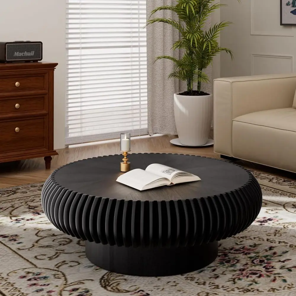 

Кофейный столик ручной работы с круглой столешницей - Century Accent Circle, центральный элемент для гостиной (черный, 31,5 дюйма)