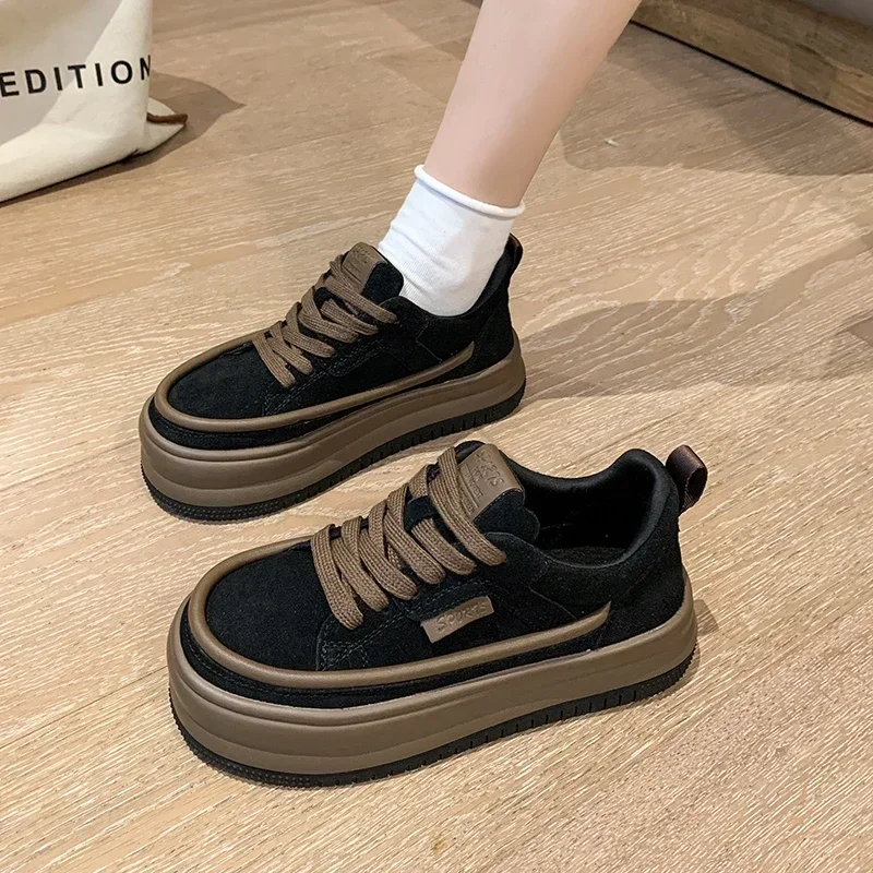 Fashionable women's shoes new retro lace up thick soled casual cake board shoes versatile and comfortable women's single shoes