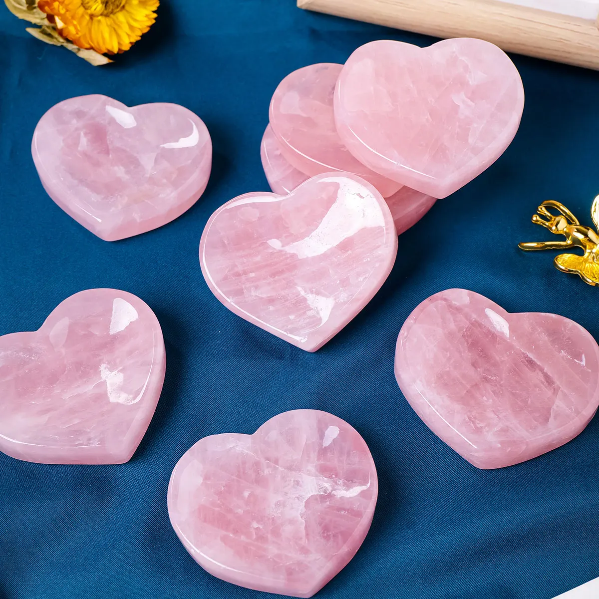 1pc Natural Rose Quartz Love Bowl Polished Demagnetized Meditation Bowl Home Desktop Crafts Decorative Plate Ornament view 6