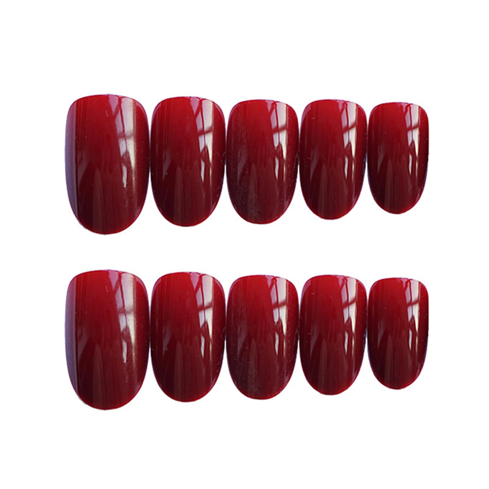 Burgundy Round Head Short Fake Nails Lightweight Easy to Apply Simple to Peel off Nails for Women and Girl Nail Salon