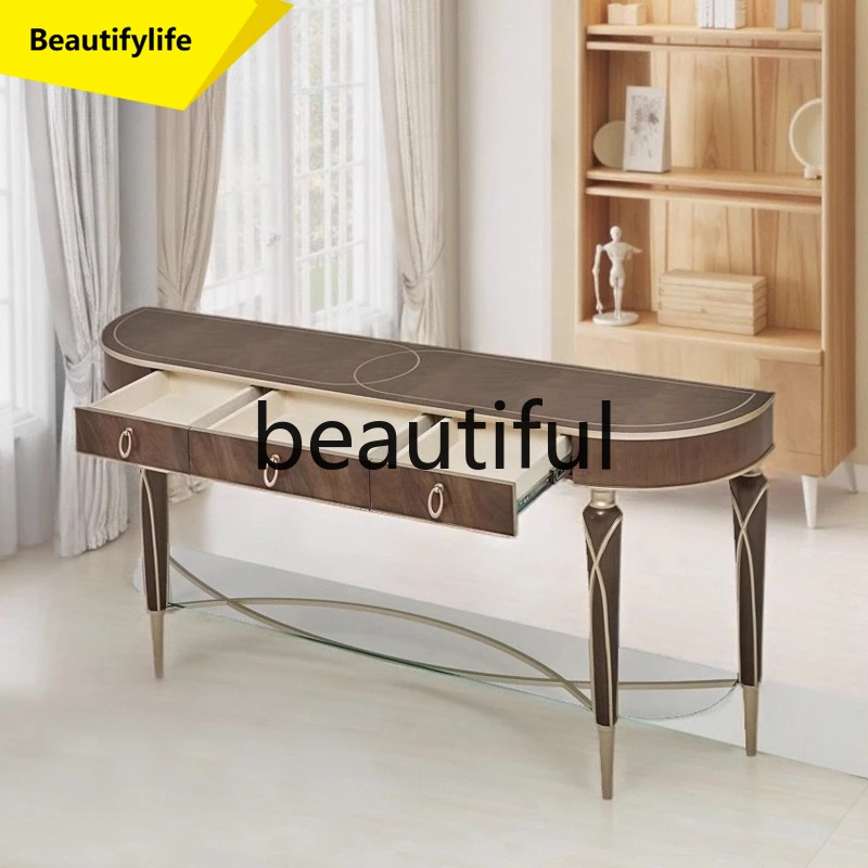 

07A Modern, light luxury walnut entrance table, living room entrance cabinet, balcony entrance table