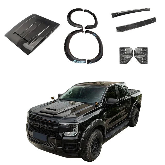 Jayspeed Car Exterior Parts Carbon Fiber Body Kit For Ford Ranger T9 Carbon Side Intake Roof Spoiler Fender Flare Engine Hood