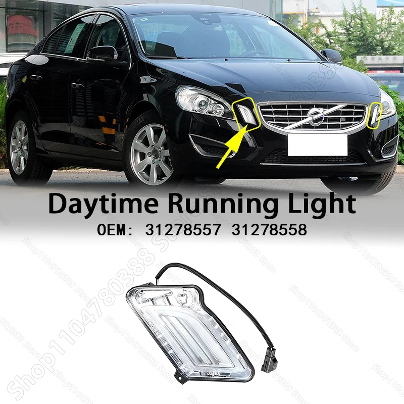 

Front LED Day Running Marker Indicator Light Turn Signal Lamp For 2011-2013 Volvo S60 31278557 31278558