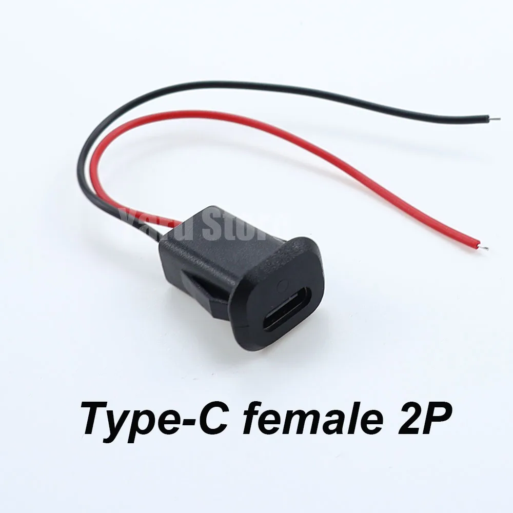 2Pin 20V 1.2A LED Lamp With IC USB C charging socket Direct Crimp lock plate TYPE-C Female Waterproof female connector Jack