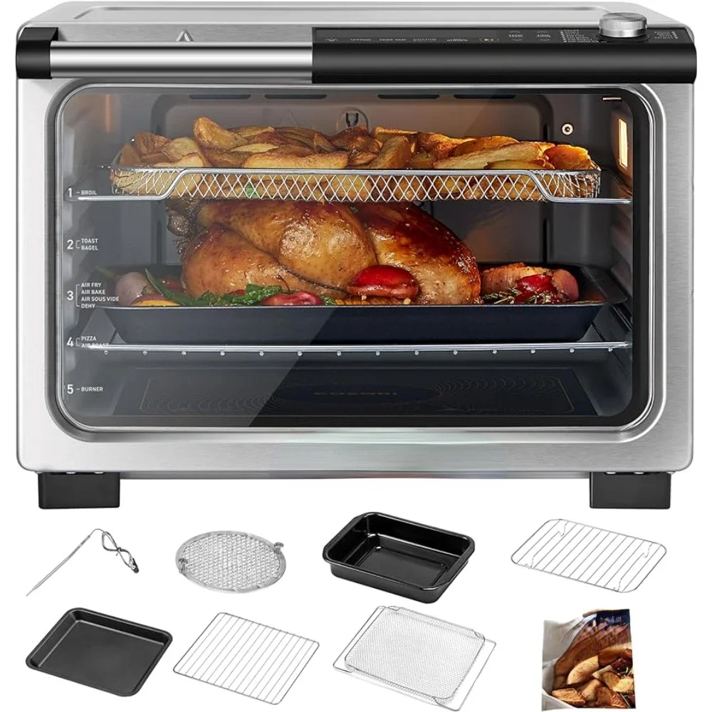 13-in-1 26-Quart Ceramic Air Fryer Toaster Oven Combo, Flat-Sealed Heating Elements for Easy Cleanup