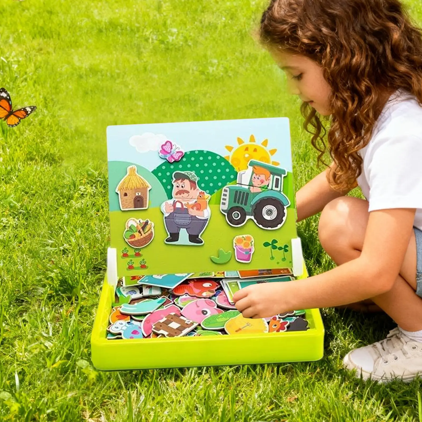 Quebra-cabeça de viagem dupla face jogos de tabuleiro fazenda quebra-cabeças crianças brinquedos de atividade para meninas da criança crianças pré-escolar carro de viagem de estrada
