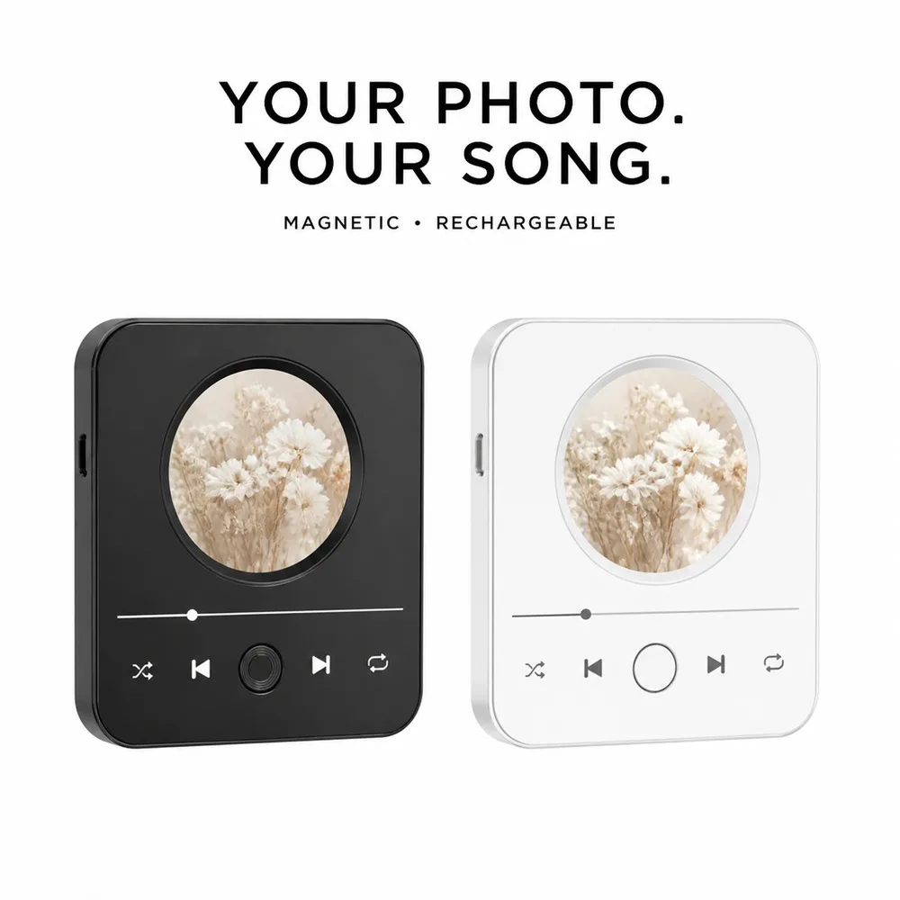 Personalized Music Refrigerator Magnet with Custom Photo Type C Rechargeable Song Player Anniversary Wedding Birthday Gift