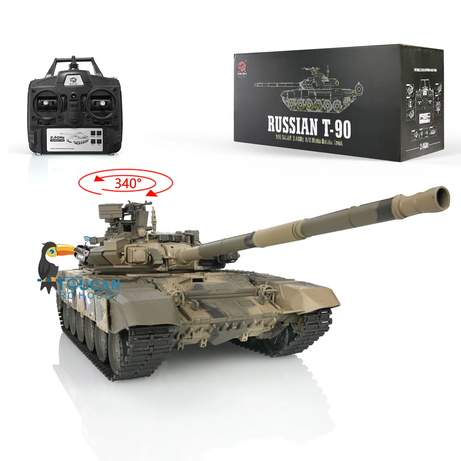 2.4Ghz HENG LONG 1/16 RTR RC Tank Russia T90 Plastic Remote Control 3938 Tanks 7.0 Model Machine Gun BB Shooting RC Toys TH17842