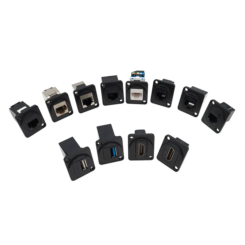 

10 шт. разъемы D-типа RJ45-CAT6 для панельного монтажа, сетевые разъемы CAT5E для надежной передачи данных