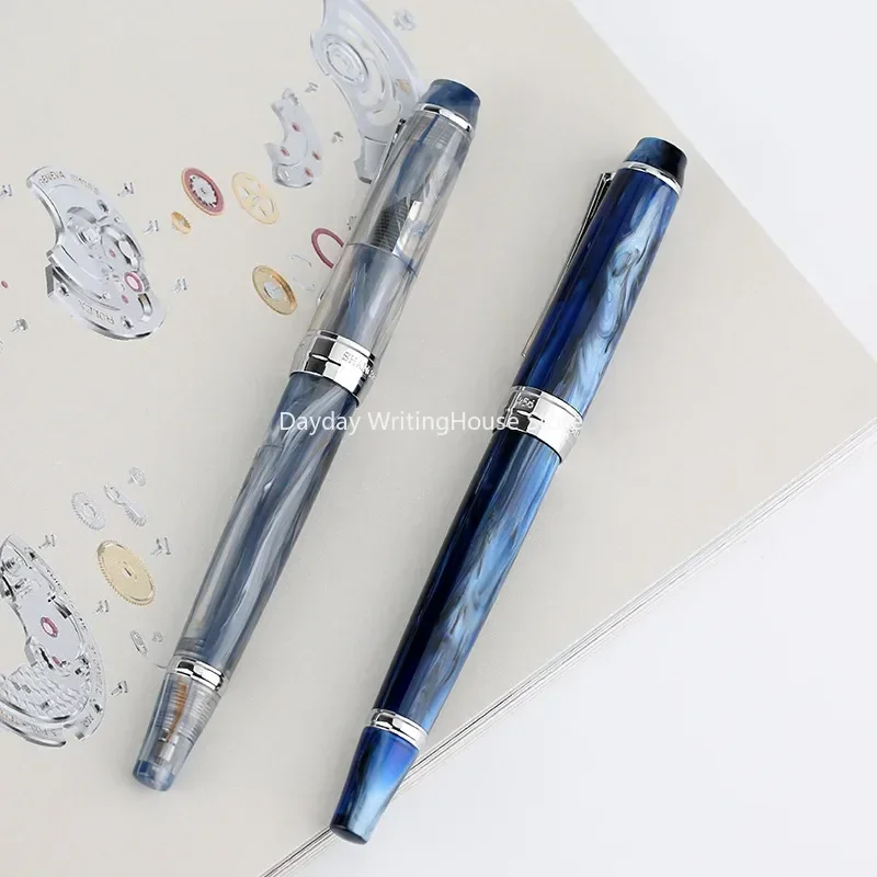 Imagem -04 - Penbbs Vacuum Filling Fountain Pen Corpo de Resina Transparente Nib Iridium Fine Presente Escrita Comercial Office Grupo Moda 05 mm 456