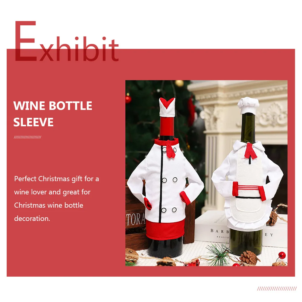 

2pcs Wine Bottle Sleeve Red Wine Ornament Decorative Cover For Christmas Dining Table Decoration Liquor Protector Chef