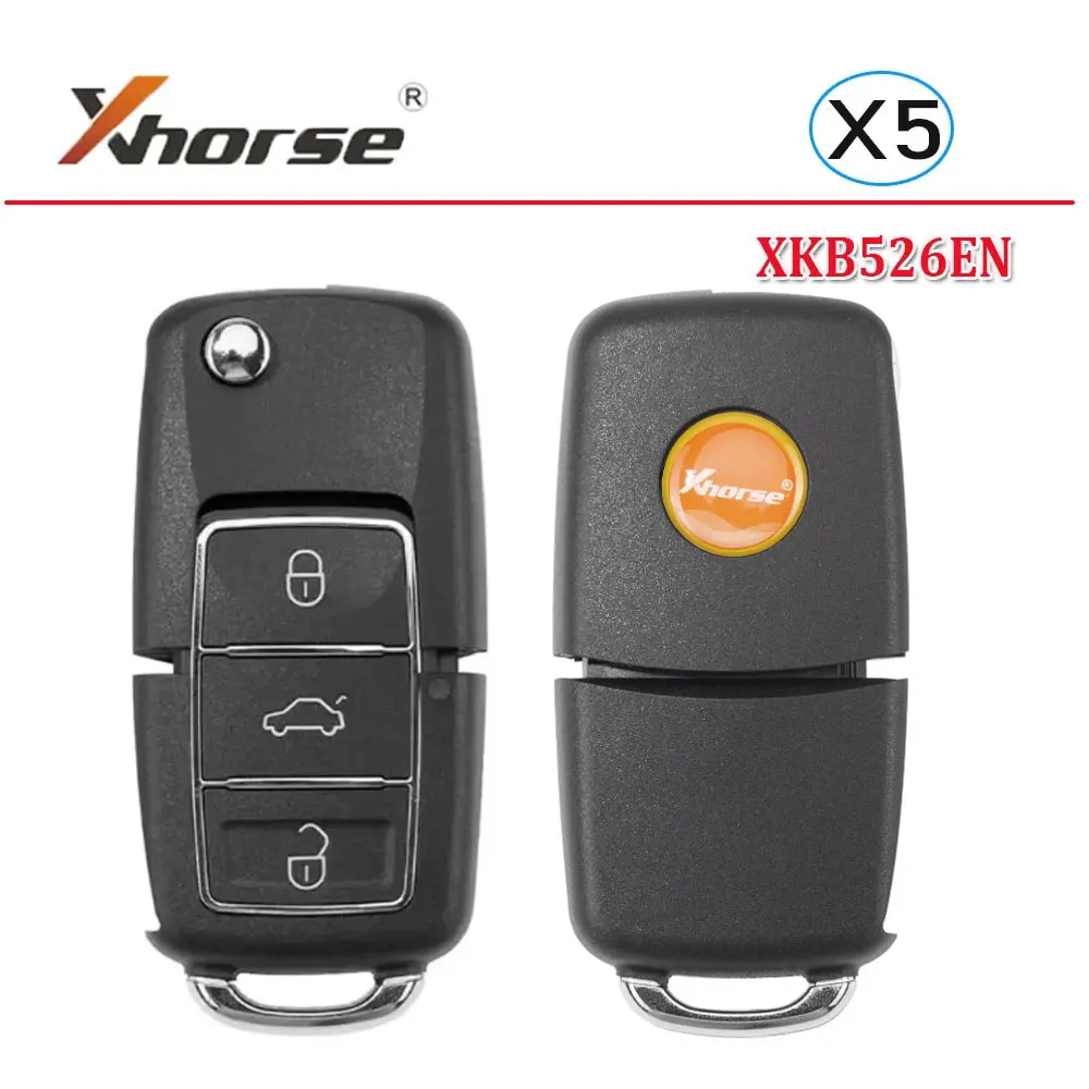 

5 шт. Xhorse XKB526EN VVDI проводной дистанционный ключ для VW B5, 3 кнопки, 2-е поколение XKB506EN, для автомобильного ключа, для инструмента VVDI2 MINI