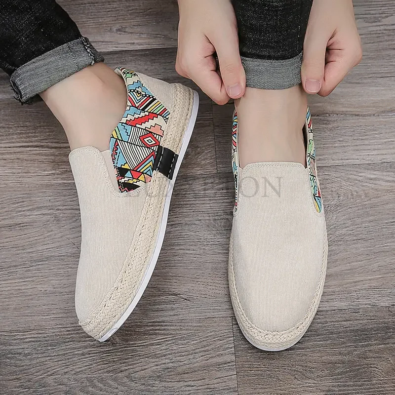 Men Sneakers Casual Summer Low-top Corduroy Shoe Fisherman\'s Shoes Lazy Shoes Slip-on Cloth Shoe Trendy Men\'s Shoes