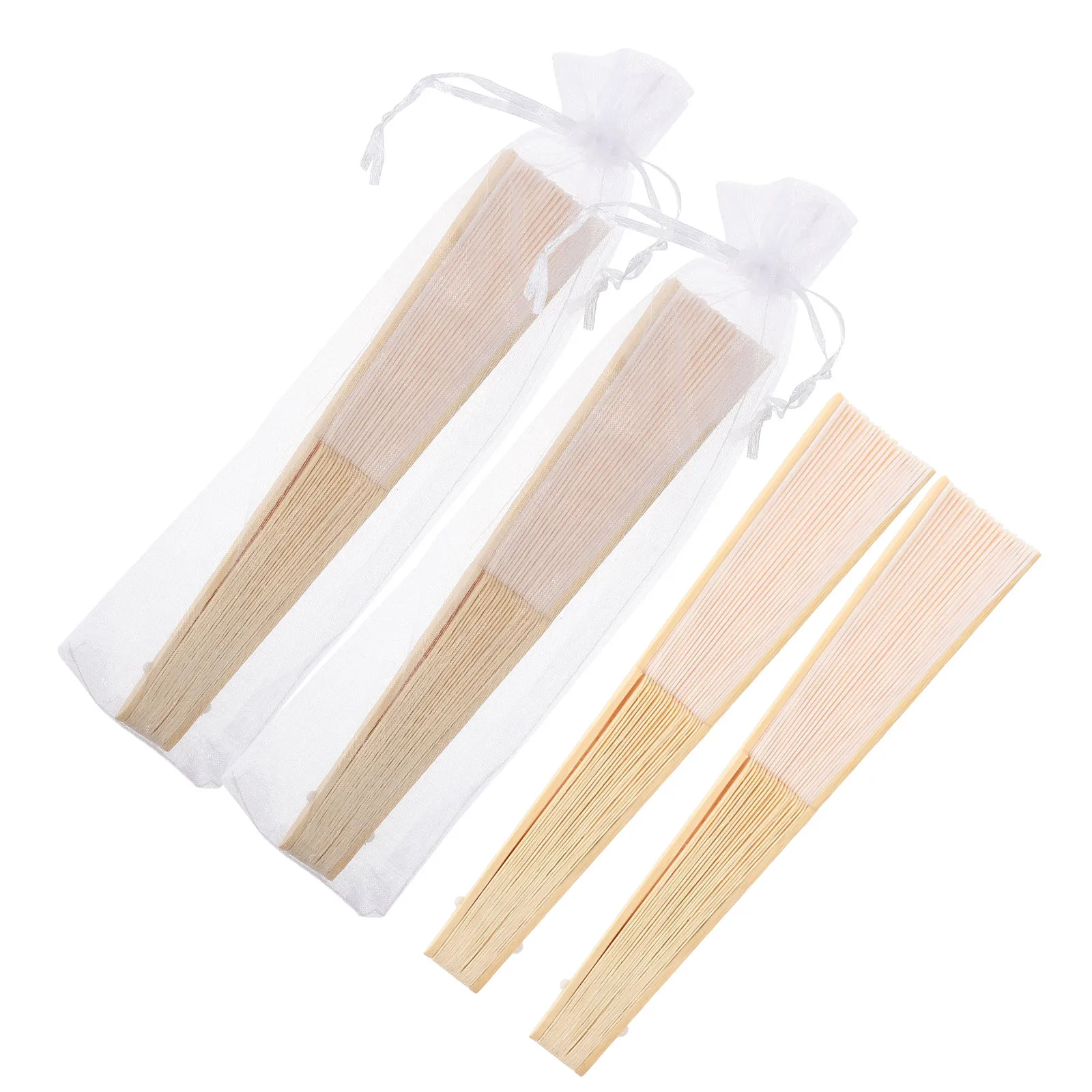 

4Pcs Fabric Fans Folding Handheld Chinese Wedding Gift Party Decoration Performance Prop DIY Fan Wedding