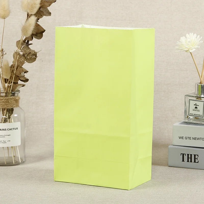 50Pcs 24x13x8CM Kraft Paper Takeaway Bag Ornament Gift Candy Baking Wrapping Paper Holiday Wedding Square Bottom Paper Bag