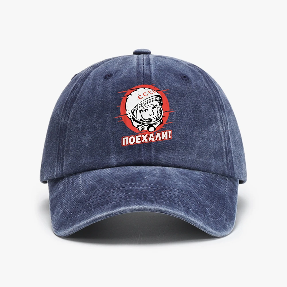 Gagarin Yuri Astronaut USSR Russian Space Soviet Retro Washed Baseball Cap Fashion Breathe outdoors sunhat