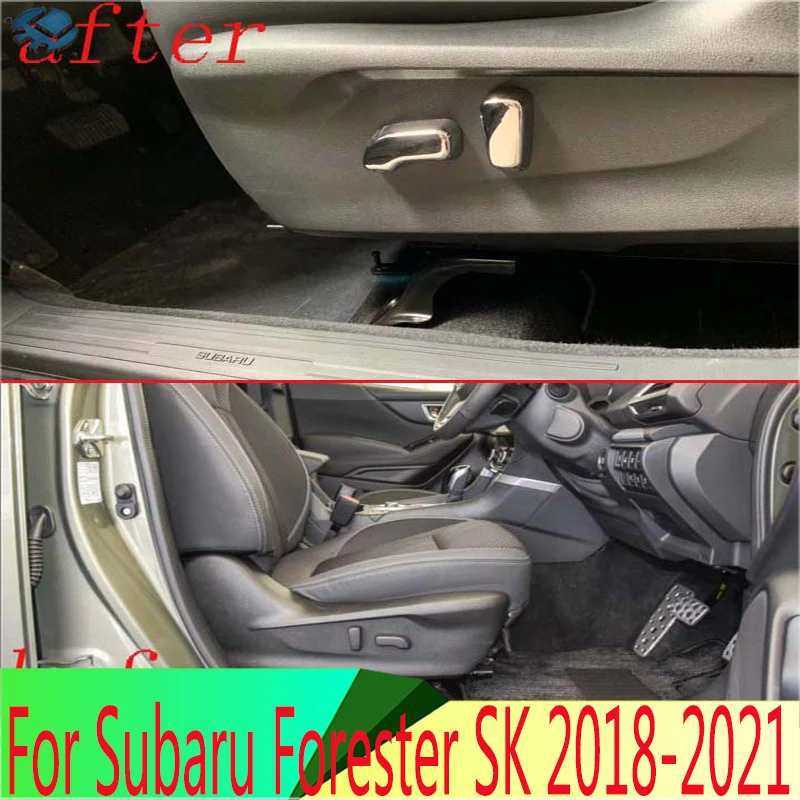 

For Subaru Forester SK 2018-2021 ABS Chrome mirror face Interior Inner Seat Adjustment Switch Knob Button Cover