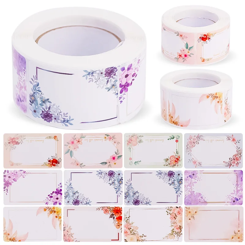 

250pcs/roll Flowers Blank Labels Kitchen Handwritten Date Stickers Food Storage Sealing Sticker Gift Decoration Sticker 3*5cm