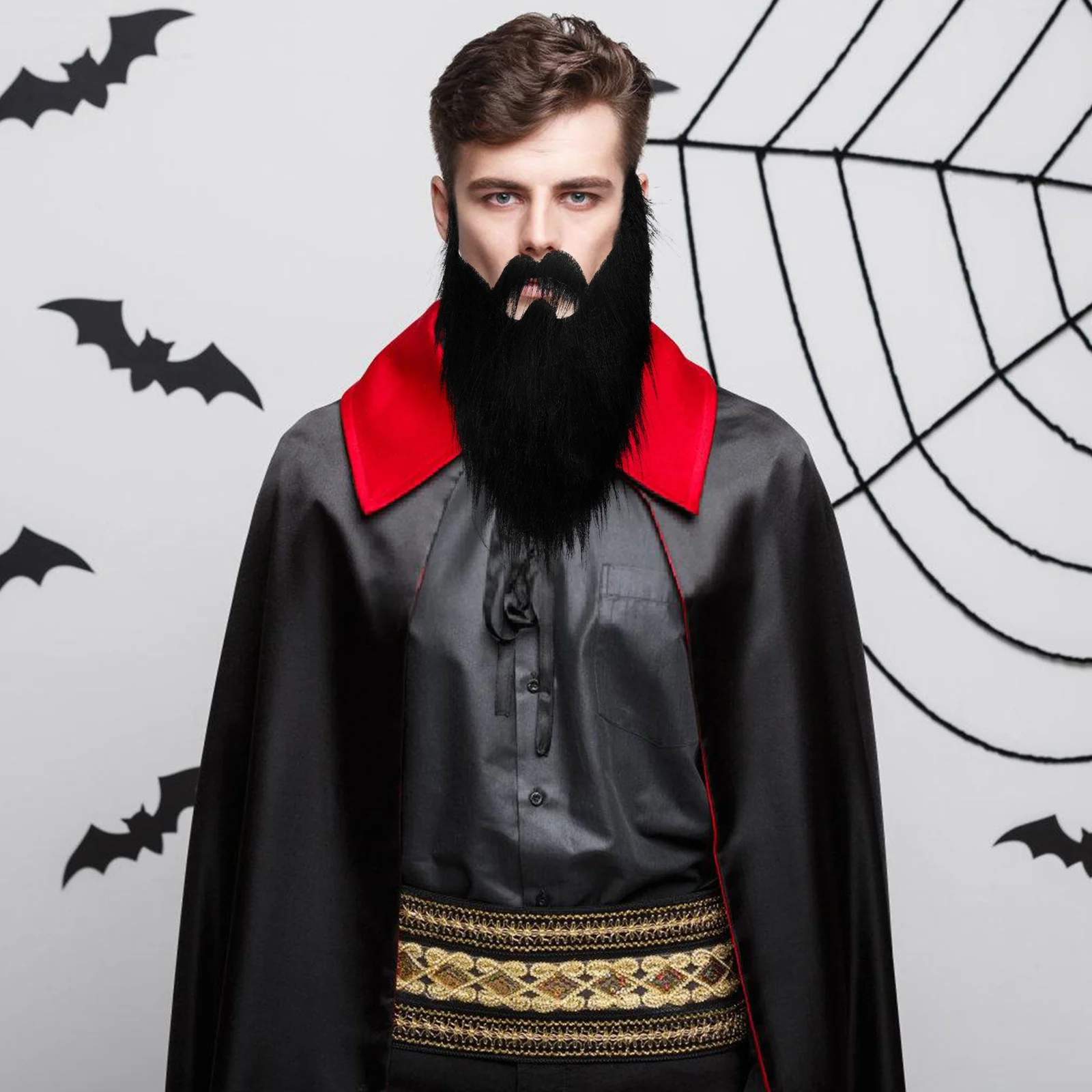 

Large Realistic Black Beard Fake Mustache for Adult Men Cosplay Party Halloween Stage Performance Lifelike Facial Hair