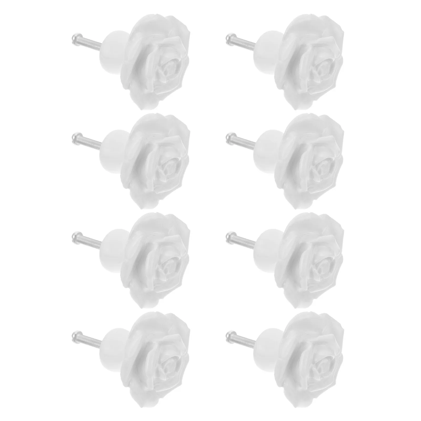 8Pcs Ceramic Rose Door Handle Retro Vintage Floral Cabinet Knobs Drawer Pulls Wardrobe Cupboard Home Improvement White