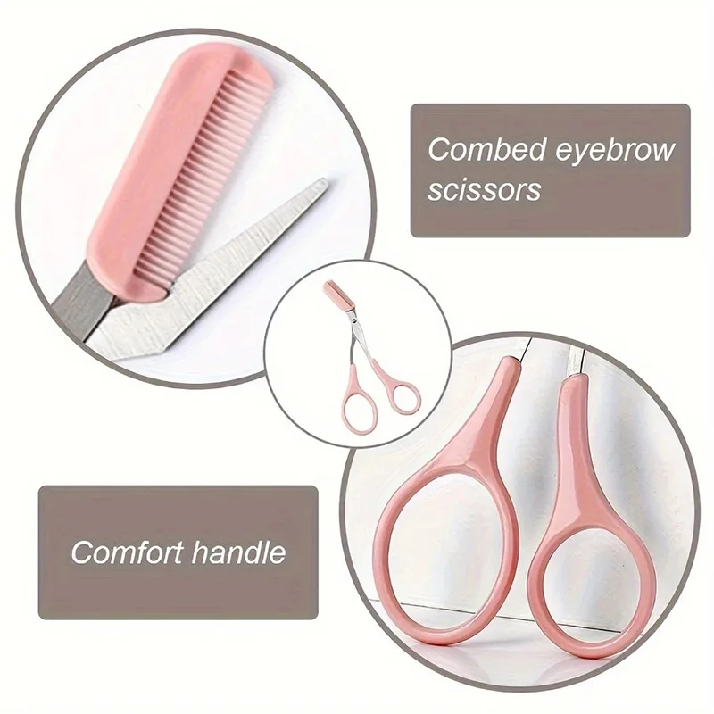 Eyebrow Scissors With Comb Eyebrow Trimmer Professional Eyebrow Face Razor Stainless Steel Facial Hair Trimming Beauty Scissors