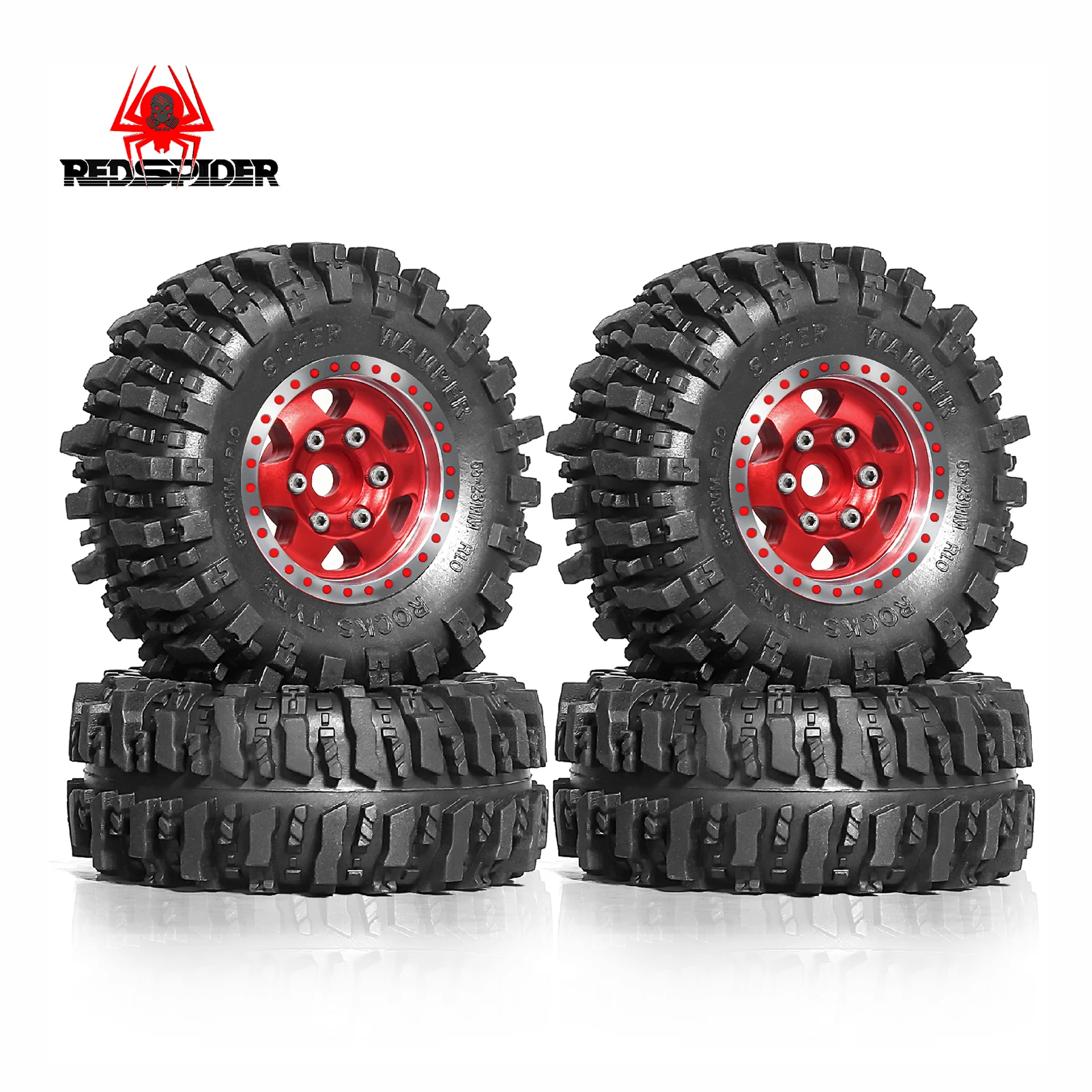 

4pcs RC Crawler Tires and Beadlock Wheels For 1/18 Rc Crawler Car Traxxas Trx4-m Trx4m Bronco Defender Axial Scx24 Fms Upgrade