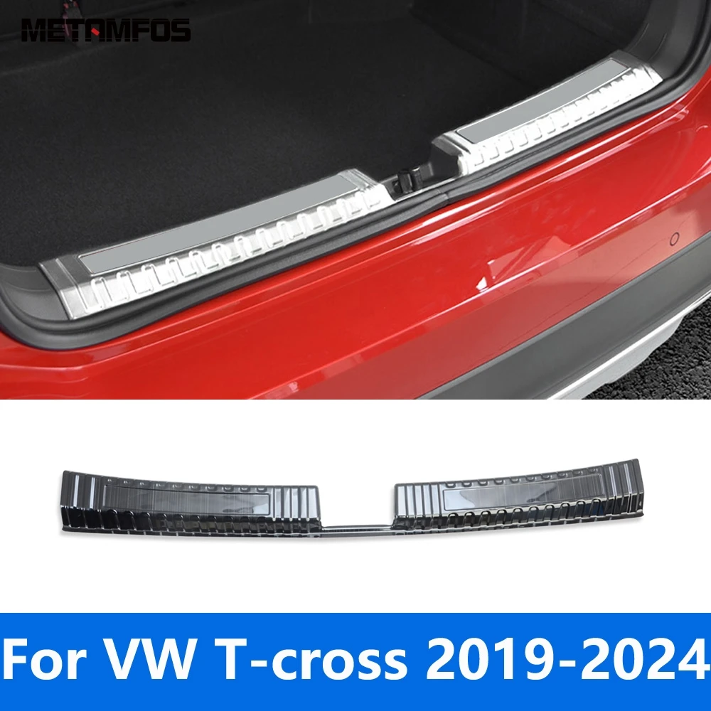 

For Volkswagen VW T-cross Tcross 2019-2023 2024 Interior Rear Trunk Bumper Foot Plate Door Sill Scuff Guard Plate Accessories