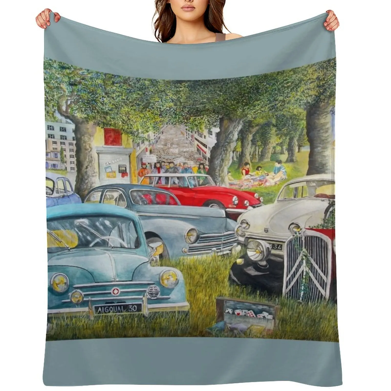 

old french vehicles, 4 CV, ds, traction, old cars, french cars, nice cars Throw Blanket Cute Plaid Blankets