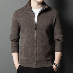 Solid Color Long-sleeved Stretch Cardigan for Men, Daily Casual Warm Sweater.Fall Jacket M-4XL