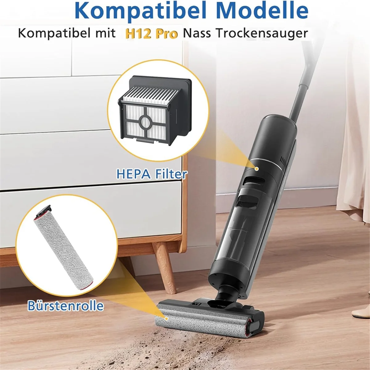 Рулон щетки A62X и фильтр Hepa для запасных частей для пылесоса Dreame H12 Pro для влажной и сухой уборки