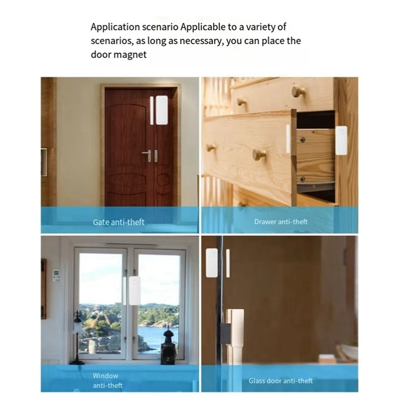 GROCE-Tuya Door Magnetic Alarm, Anti-Theft Alarm, WIFI APP Door Magnetic Opening Reminder Remote Alarm Durable Easy Install