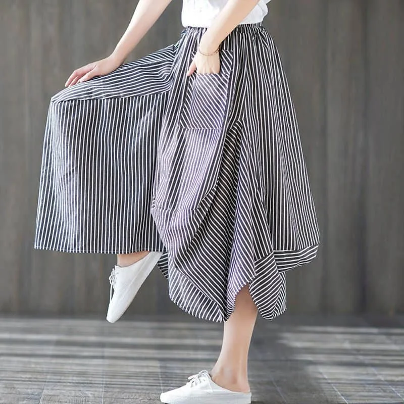 

Lantern Pants for Women Striped Summer Elastic Waist Loose Casual Baggy Pants Women Korean Style Cropped Trousers Women Clothing