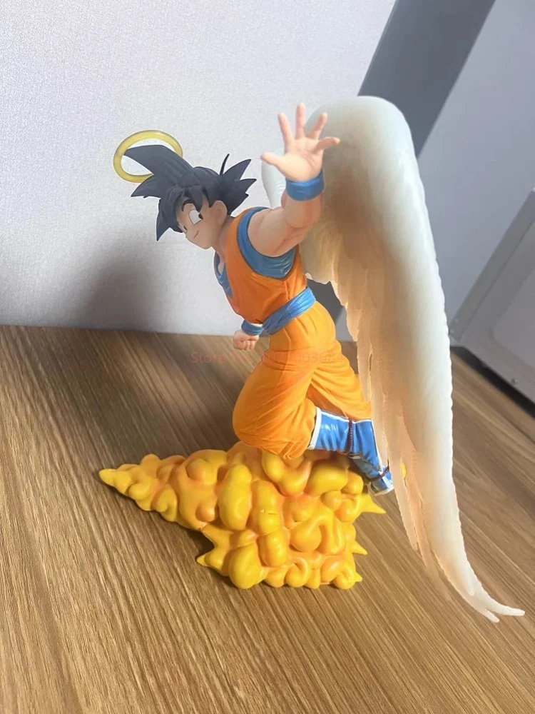 29 CM Dragon Ball Gk Engelenvleugels Vaarwel Wukong Toriyama Ming Draaien Terug Zwaaien Handen Model Ornament Anime