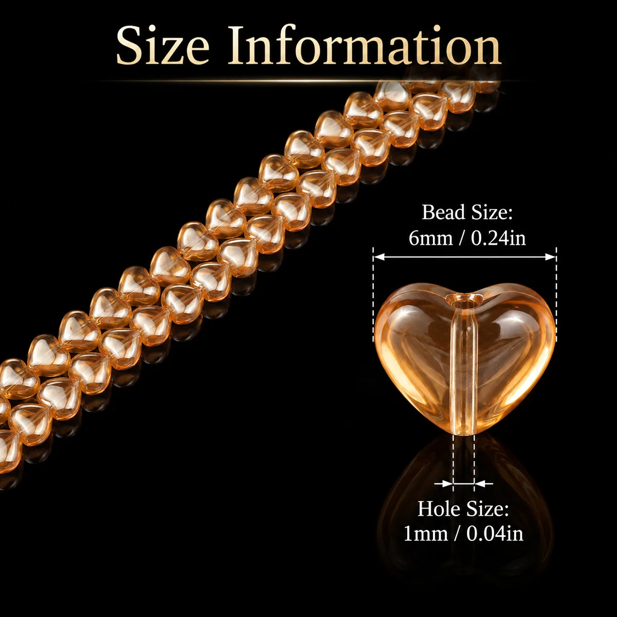 6mm 50/100/150Pcs Amber Golden Heart-shaped Crystal Glass Beads for DIY Bracelets Necklaces Keychains Various Jewelry Making