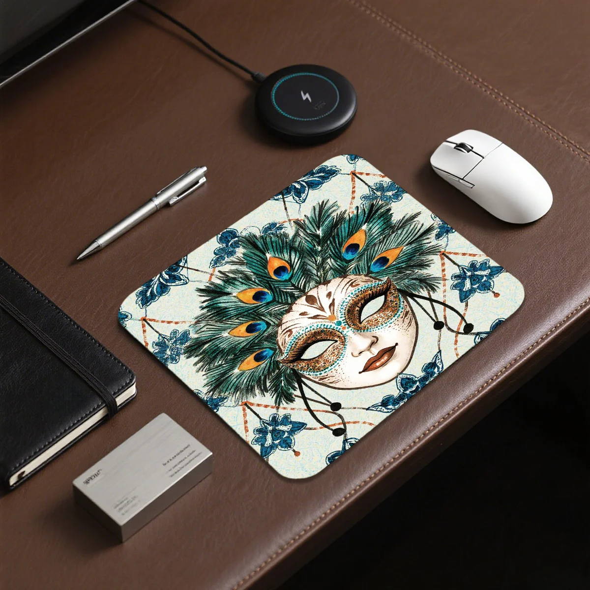

1pcs Elegant Rubber Mouse Pad Peacock Feather Design for Office Home Decor Stylish Gift for Friends Professionals