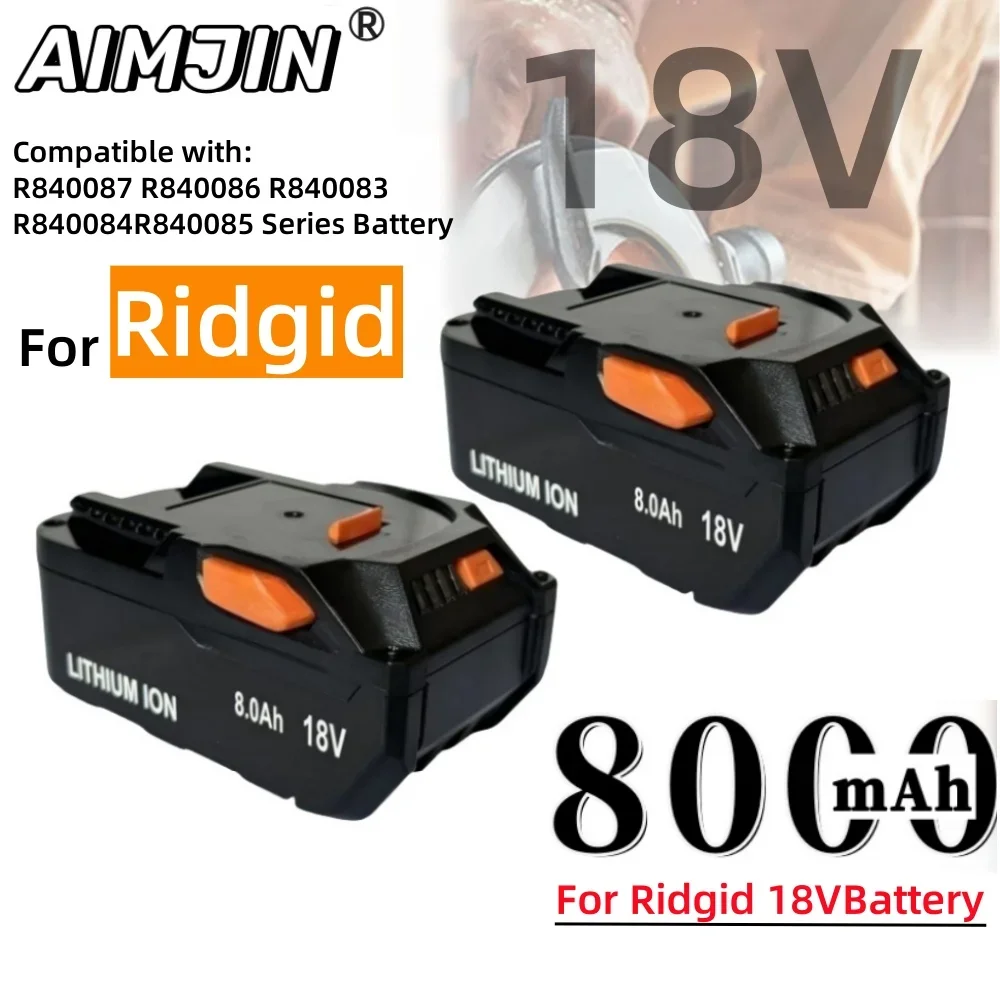 

For Ridgid R840087 Compatible 18V 8000mAh Li-ion Battery Replacement for R840083 R840085 R840086 Cordless Drill Tool Accessories