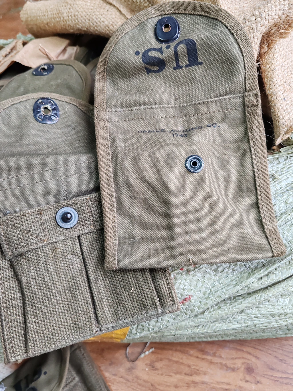 2 قطعة فائض عسكري حقيقي الأصلي الحرب العالمية الثانية الجيش الأمريكي M1 M2 كربين قماش مجلة الحقيبة مرحبا Q1943 مظهر جيد #6