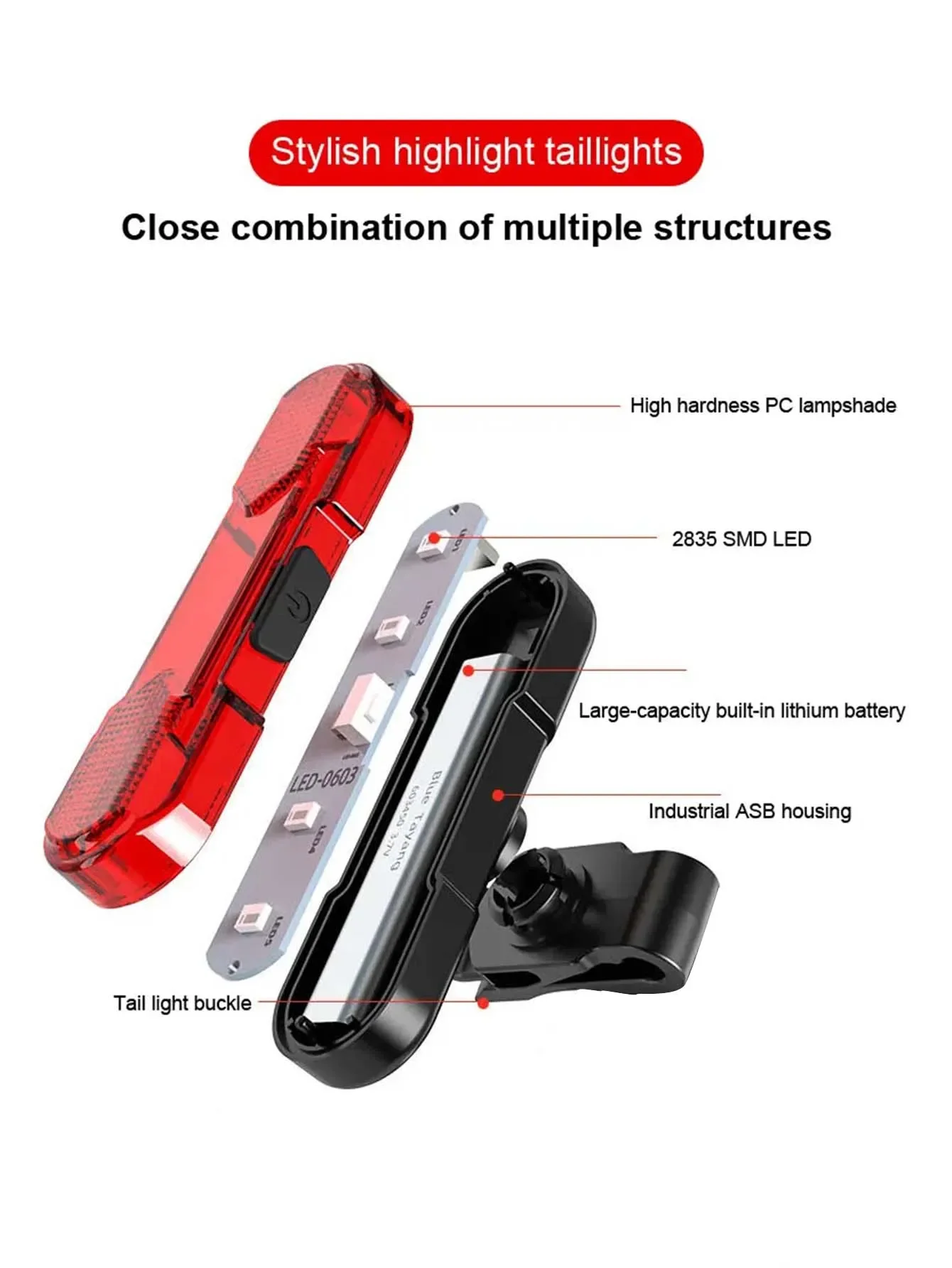 Super Bright USB Rechargeable LED Bike Tail Light Waterproof Shockproof Safety Warning Light Bicycle Accessories for Night Cycl