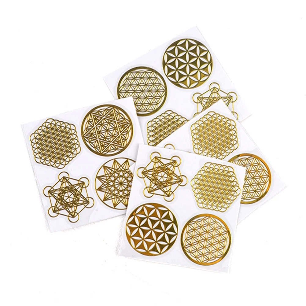 16Pcs/Set Metal Energy Decor Sticker Flower of Life Children's Day Gifts 7 Chakra Copper Energy Tower Orgonite Stickers