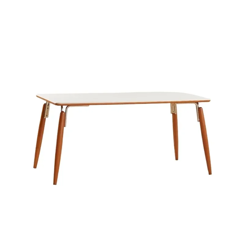 Log desk white French retro small apartment family dining table