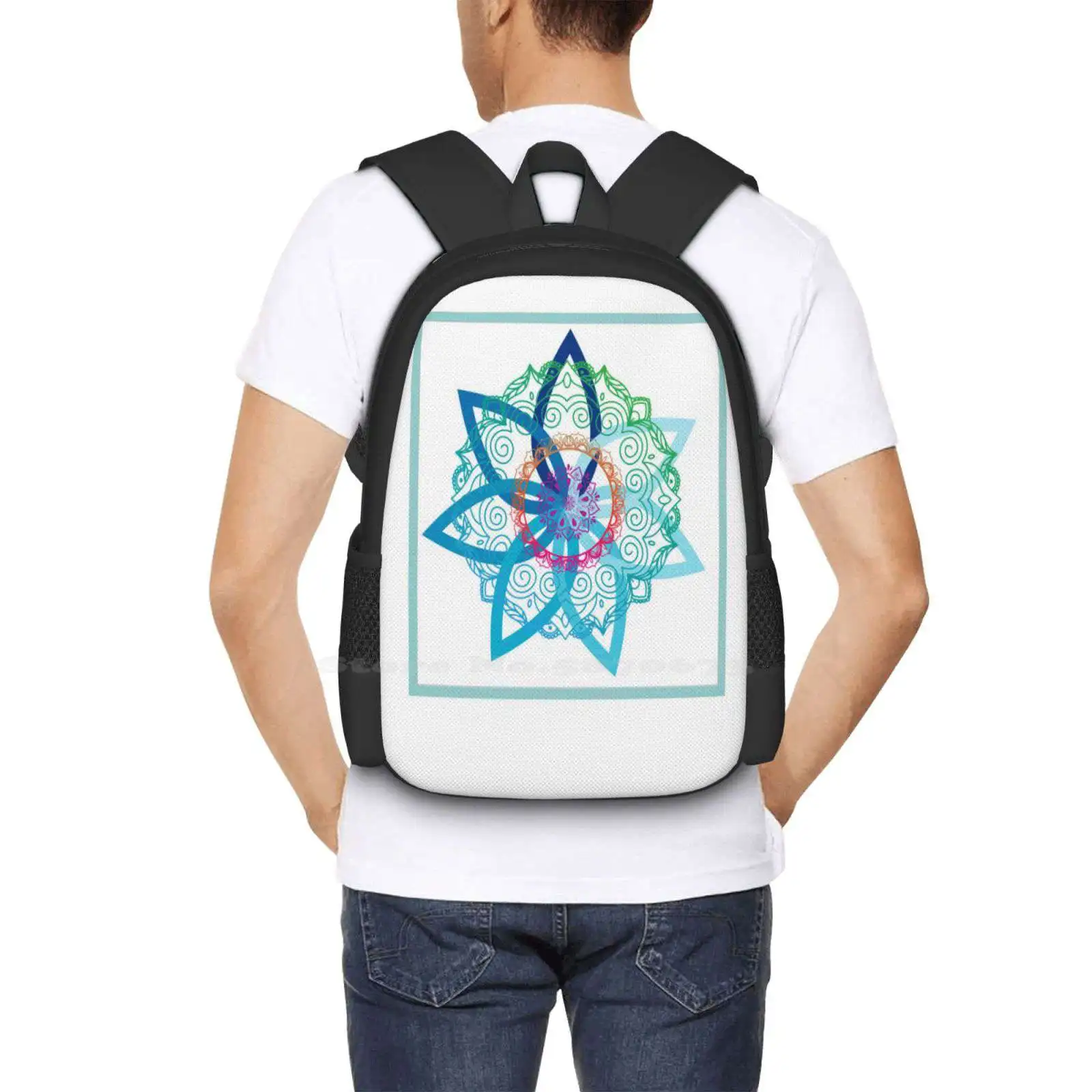 Blue Mandala Pattern Design Bagpack, Mochilas Escolares, Citações, Humor Engraçado, Gen Z Sarcástico, Palavras Punny, Inteligente Intelectual